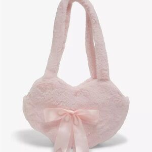 Pink Heart-Shaped Plush Bag NWT